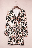 LC6111407-20-S, LC6111407-20-M, LC6111407-20-L, LC6111407-20-XL, Leopard  Print Wrap Long Sleeve Mini Dress