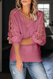 Lace Splicing V Neck Pullover Sweater