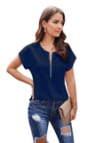 Blue White/Black/Sky Blue Zip To It Blouse LC252220-5