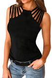 Black Brief Studded Detail Multi-Strap Casual Tank Top  LC256336-2