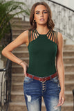 Green Brief Studded Detail Multi-Strap Casual Tank Top  LC256336-9