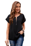 Black White/Black/Sky Blue Zip To It Blouse LC252220-2