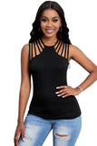 Black Brief Studded Detail Multi-Strap Casual Tank Top  LC256336-2