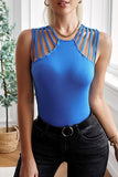 Blue Brief Studded Detail Multi-Strap Casual Tank Top  LC256336-5