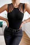 Black Brief Studded Detail Multi-Strap Casual Tank Top  LC256336-2