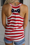 Red Pocket Patch Stars & Stripes Tank Top  LC2565943-3