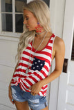 Red Pocket Patch Stars & Stripes Tank Top  LC2565943-3