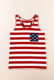 Red Pocket Patch Stars & Stripes Tank Top  LC2565943-3