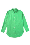 LC2553128-9-S, LC2553128-9-L, LC2553128-9-XL, LC2553128-9-2XL, LC2553128-9-M, Green Solid Color Button Up Tunic Oversized Shirt