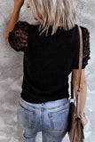 Women's Solid Color Knitted Top Lace Sleeve Knit Pullover