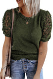 Women's Solid Color Knitted Top Lace Sleeve Knit Pullover