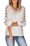 Lace Splicing V Neck Pullover Sweater