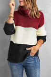 Turtleneck Color Block Pullover Sweater