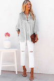 Smocked Cuffed Striped Oversized Boyfriend Shirt with Pocket