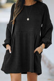 Round Neck Empire Waist Ribbed Knit Dress