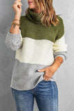 Turtleneck Color Block Pullover Sweater