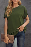 Round Neck Short Sleeve Solid Color Tee