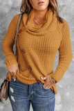 Slate Blue Buttoned Wrap Turtleneck Sweater