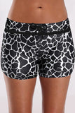 Patter Print Drawstring High Waist Swimming Shorts