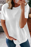 Round Neck Short Sleeve Solid Color Tee