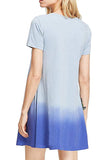 Casual Ombre Tie Dye Mini Dress Blue