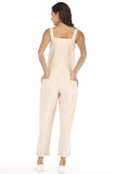 Summer Plain Overall Jumpsuit With Pocket Beige