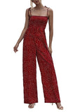 Cami Shirred High Waisted Wide Leg Jumpsuit Red