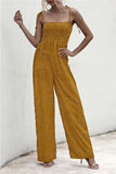 Spaghetti Straps String White Dot Print Jumpsuit Yellow