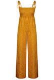 Spaghetti Straps String White Dot Print Jumpsuit Yellow