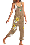 Plus Size Casual Bib Floral Print Overalls Jumpsuit For Women