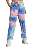 Women's Tie Dye High Waisted Workout Jogger Sweatpants Blue