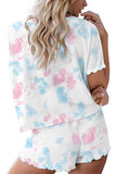 Women's Casual Tie Dye T-Shirt And Shorts Lounge Set