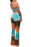 Women's Two Piece Outfits Bandage Top High Waisted Bell Bottom Pants