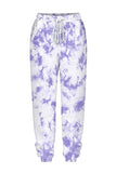 Crew Neck Pullover Sweatshirt Pajama Set With Jogger Purple