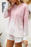 Ombre Hoodie Sweatshirt Shorts Pajama Set Pink