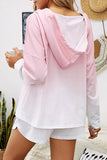 Ombre Hoodie Sweatshirt Shorts Pajama Set Pink