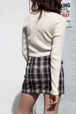 Women's Casual Button Down Ribbed Long Sleeve Knit Crop Top