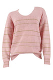 Casual V Neck Knit Loose Pullover Sweater Pink