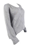 Solid Loose Long Sleeve Crochet Sweater Gray