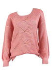 Crew Neck Drop Shoulder Pullover Sweater Pink