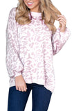 Lantern Sleeve Leopard Print Pullover Sweater