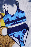 Women's Tie Dye High Waisted Bikini Set Bathing Suit Blue