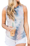 Women's Casual Loose Tie Dye Tank Top Navy Blue