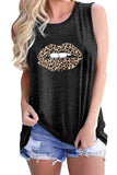 Women's Sleeveless Leopard Lip Print Casual Tank Top