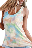 Women's Casual Tie Dye Racerback Tank Top Light Blue