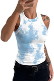 Women's Summer Casual Tie Dye Print Casual Tank Top Light Blue