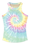 Crew Neck Sleeveless Casual Spiral Tie Dye Tank Top For Women