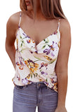 Summer Floral Print Drape Neck Spaghetti Straps Tank Top