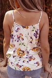 Summer Floral Print Drape Neck Spaghetti Straps Tank Top