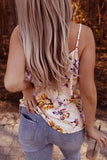 Summer Floral Print Drape Neck Spaghetti Straps Tank Top